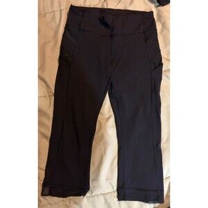 RARE Disc Lululemon Run Inspire Crop II Reflective Luxtreme 3 Pockets Black Sz 6
